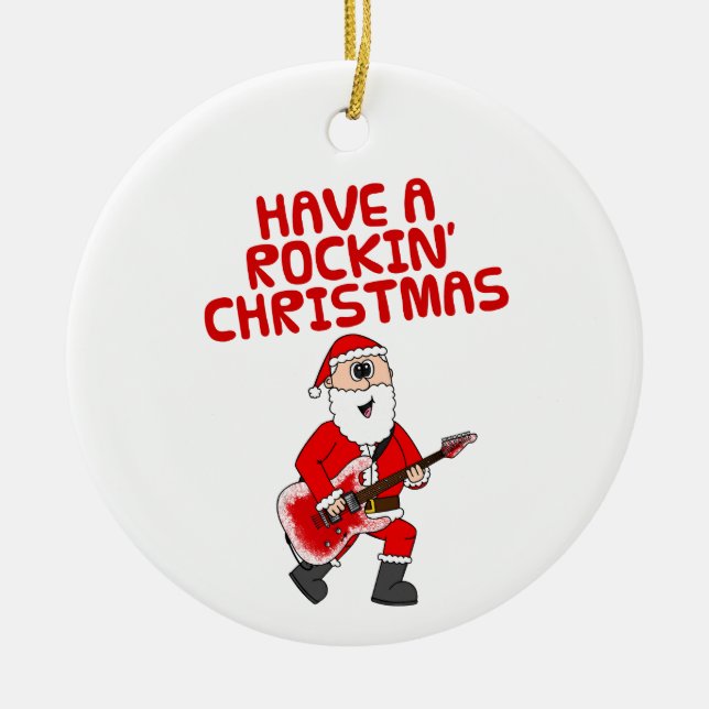 Père Noël Electric Guitariste Ornement de Noël (Devant)