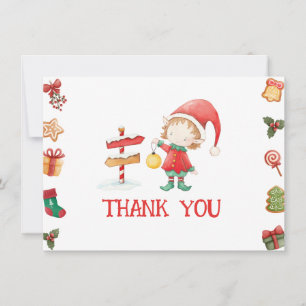 Père Noël Elfe Carte de remerciements