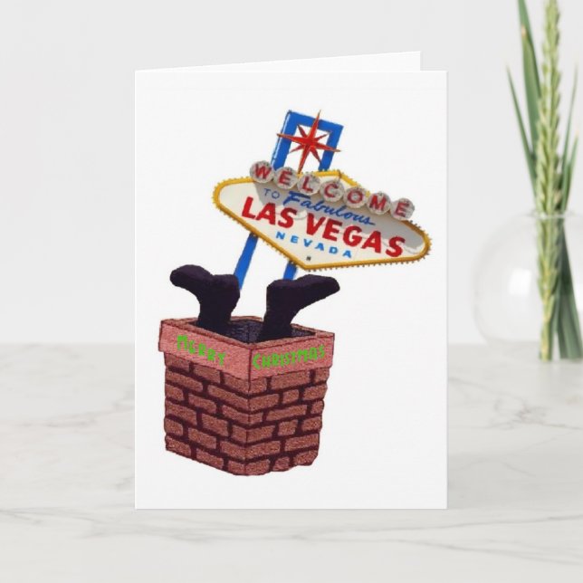 Père Noël en bas carte de Noël de Las Vegas de (Devant)
