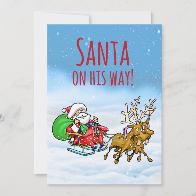 Père Noël En Chemin ! Carte de voeux de Noël (Devant)