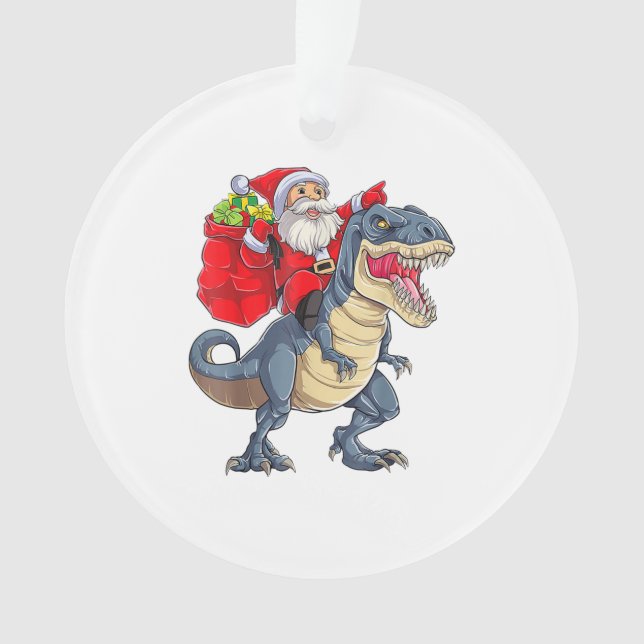 Père Noël équitation Dinosaur T rex Christmas Boys (devant)