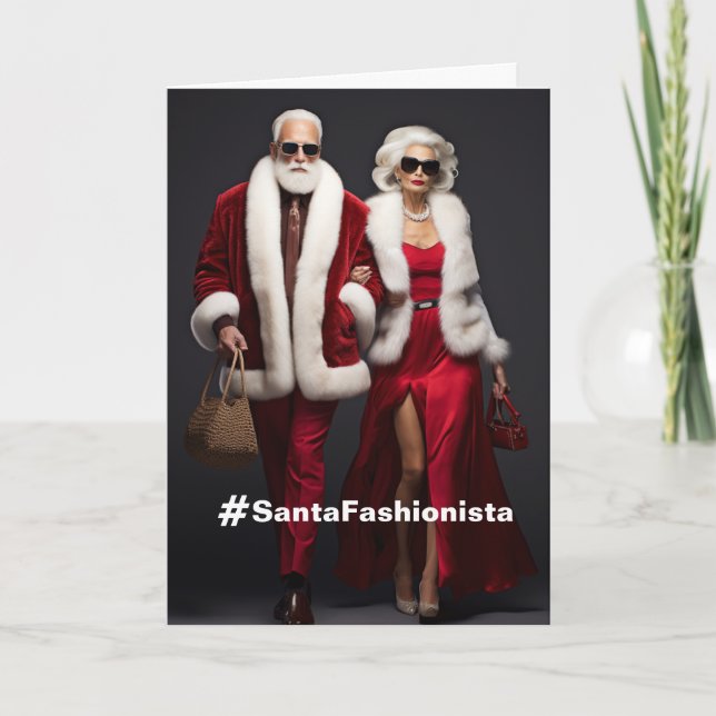 Père Noël est une carte de vacances fashionista (Devant)