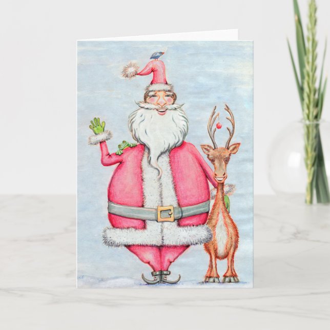 Père Noël et carte de voeux d'amis (Devant)