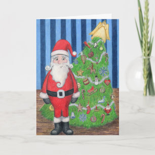 Père Noël et carte de voeux d'arbre de Noël