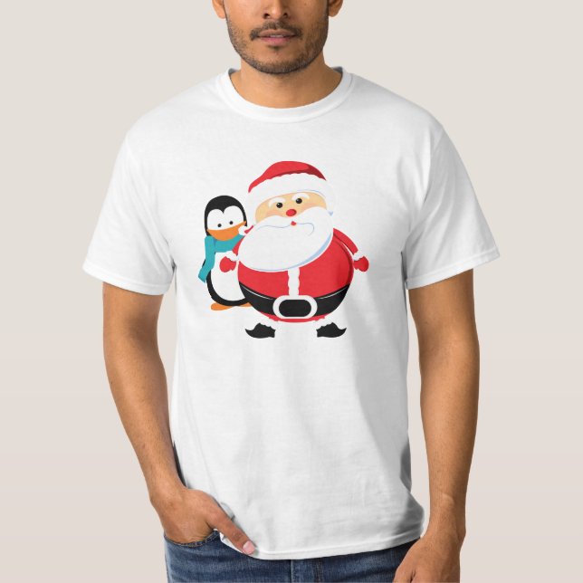 Père Noël et Manchot Santa Claus T - Shirt (Vorderseite)