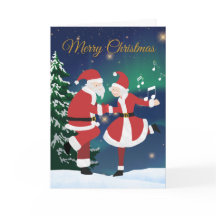 Père Noël et Mme Claus dansent - Carte d'amusement