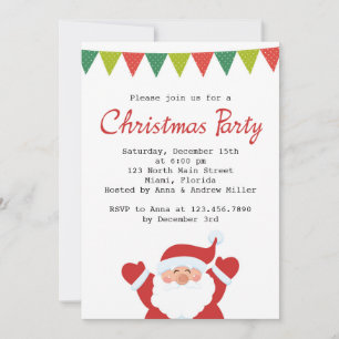 Père Noël et Noël Bunting Invitation de fête