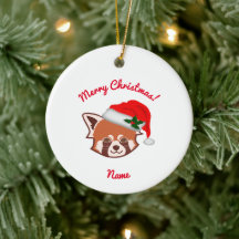"Père Noël et Panda rouge de Noël" Ornement de Noë