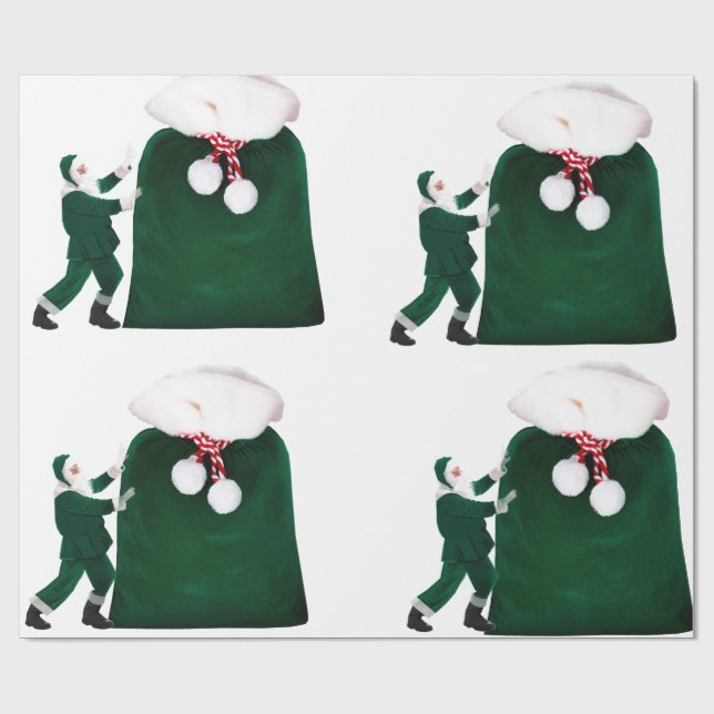 Père Noël et papier d'enveloppement de sac cadeau  (Plat)