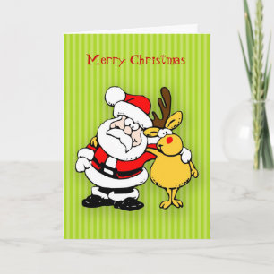 Père Noël et Reindeer jolie carte de Noël