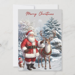 Père Noël et Reindeer Joyeuse carte de Noël