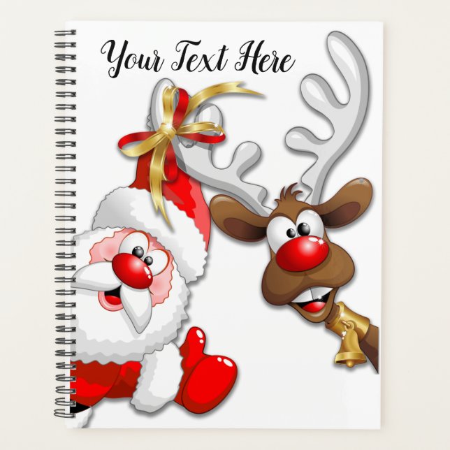 Père Noël et Reindeer Joyeux Noël Joyeux dessin an (Devant)
