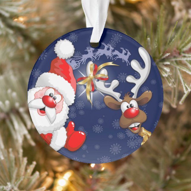 Père Noël et Reindeer Joyeux Noël Joyeux dessin an (Arbre)