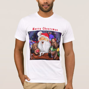 Père Noël et Reindeers Drôle T-shirt de Noël