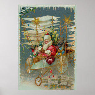 Père Noël et son affiche Extraordinaire de la mach