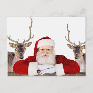 Père Noël et son renne — Carte postale de Noël
