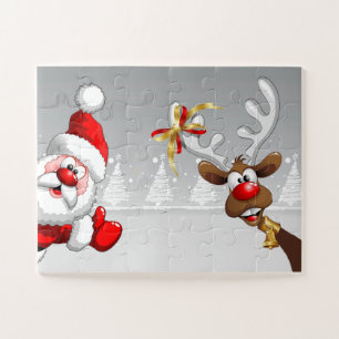Père Noël et son renne Rudolph Puzzle facile à ass