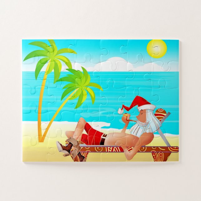 PÈRE NOËL ÉTÉ SUR LA PLAGE JIGSAW PUZZLE (Horizontal)