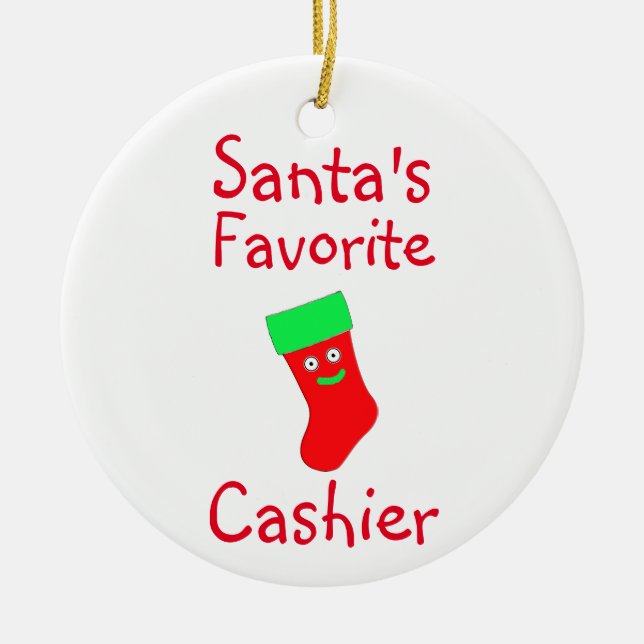 Père Noël Favori Caissier Ornement en céramique (Devant)