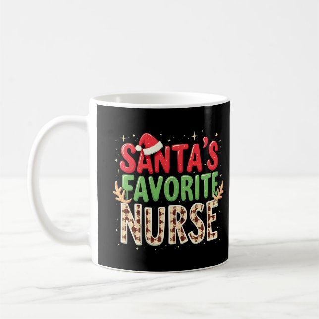 Père Noël Favori Nurse Noël Fête Mug (Gauche)