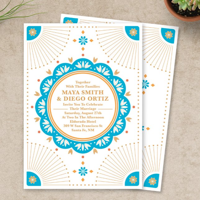Père Noël Fe Faire-part de mariage du sud-ouest (Southwestern Santa Fe Wedding Invitation)