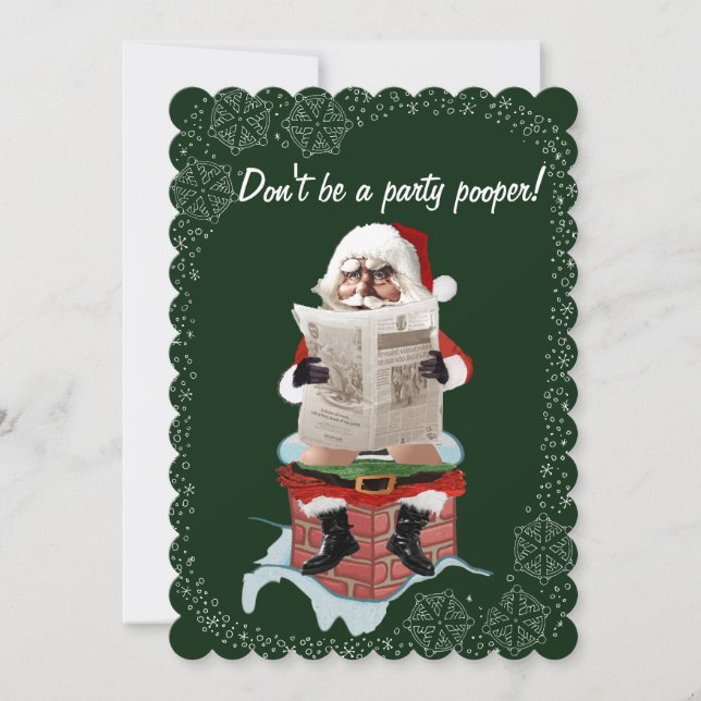 Père Noël "Fête Pooper" Drôle Noël Invitations (Devant)