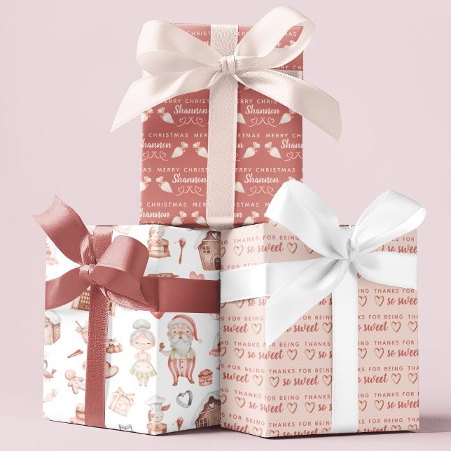 Père Noël Feuilles de papier d'enveloppement de bo (Celebrate someone sweet this holiday with these adorable personalized wrapping paper sheets! )