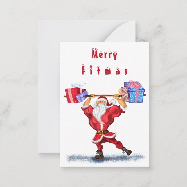 Père Noël Fitness Cartes de Noël Drôles (Dos)