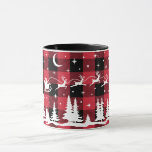 Père Noël Flying Reindeer Red Buffalo Check Mug