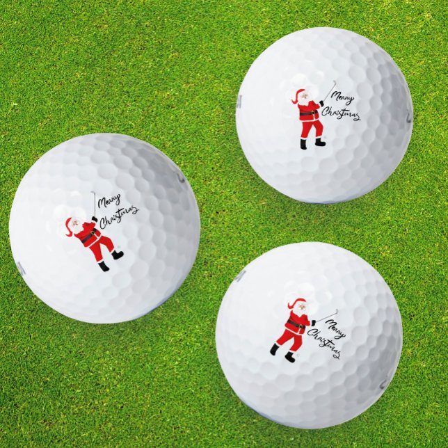 Père Noël frappant une balle de golf Balls de golf (Swing with Santa with the Merry Christmas golf ball!)