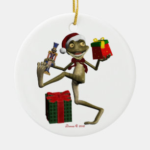 Père Noël Frog Hoppy Holidays Ornement de Noël