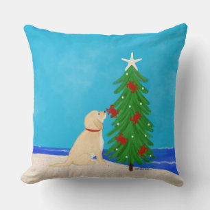 Père Noël Golden Dog Coussin de Noël