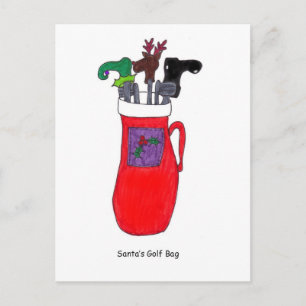 père Noël Golf Sac Carte postale de Noël humoristi