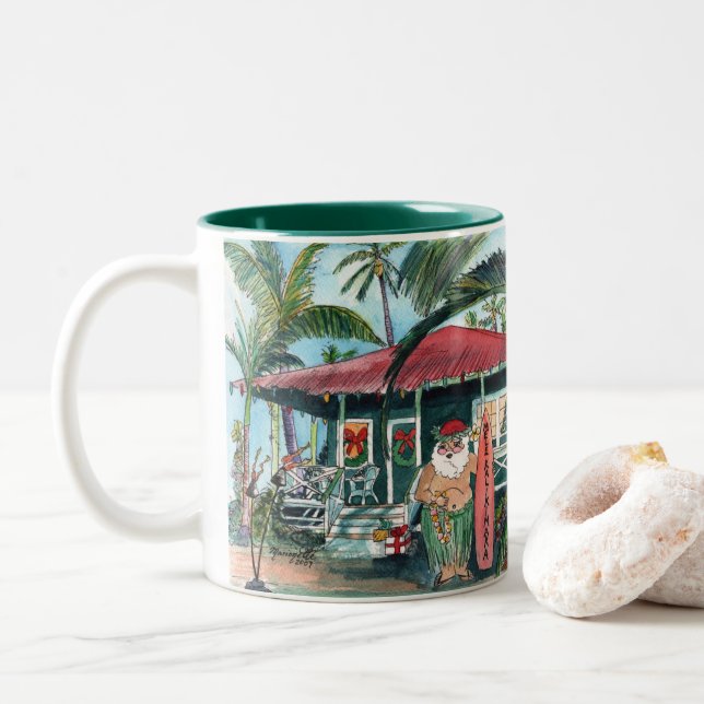 Père Noël hawaïenne Mele Kalikimaka Mug (Avec donut)