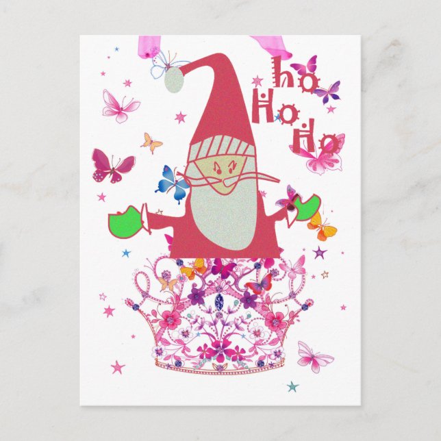 Père Noël Hohoho ! Belle carte postale de papillon (Devant)