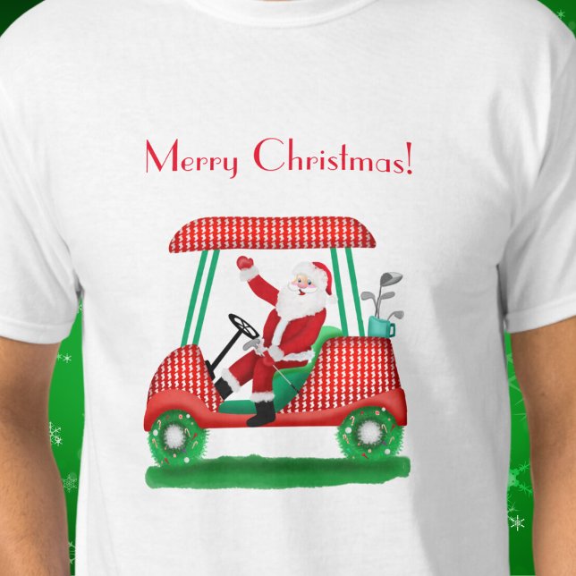 Père Noël In Golf Panier Joyeux T-Shirt De Noël (Créateur téléchargé)