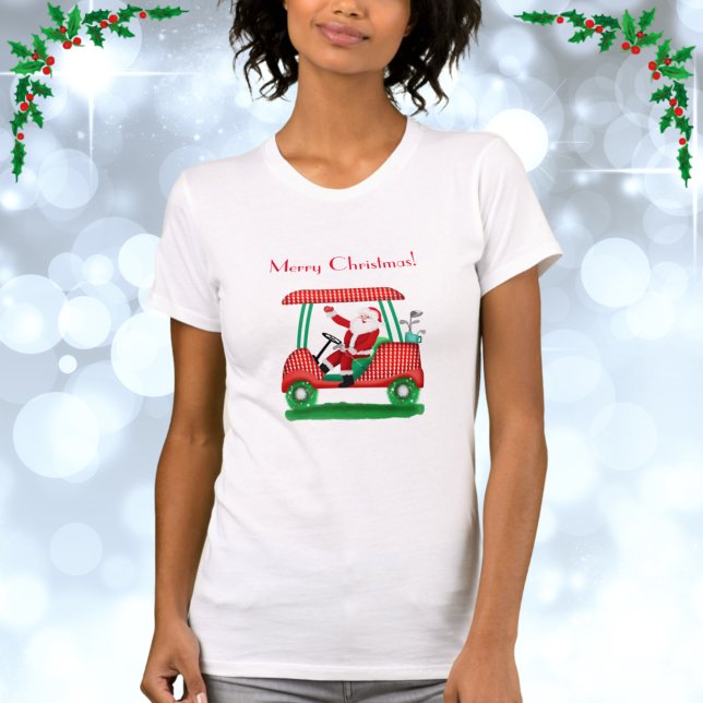 Père Noël In Golf Panier Joyeux T-Shirt De Noël (Créateur téléchargé)
