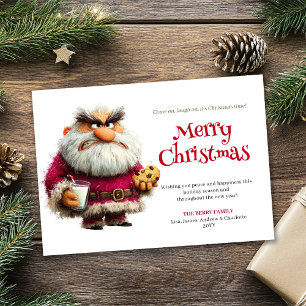 Père Noël irrité carte de vœux de Noël en bande de