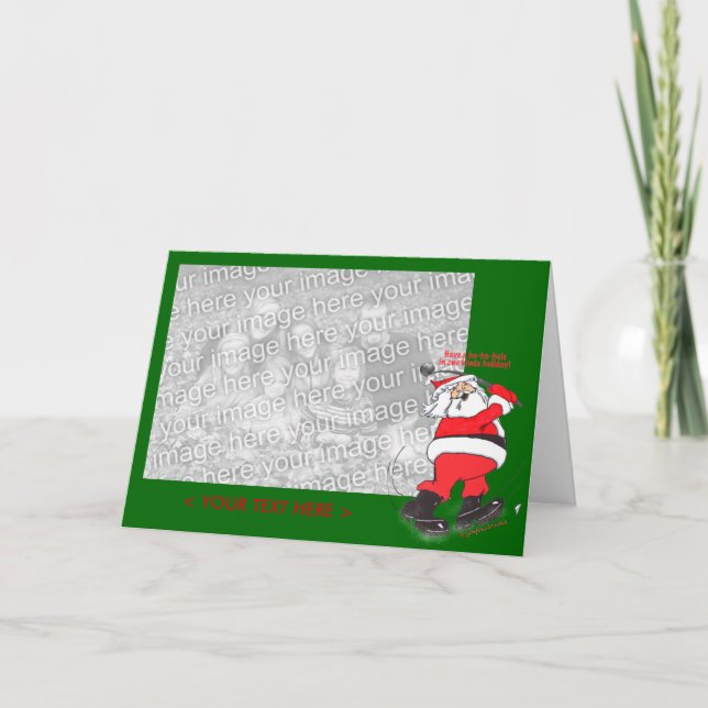 Père Noël jouant au golf le modèle de carte de (Devant)