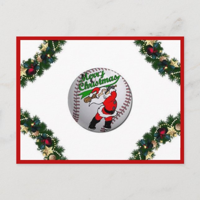 Père Noël Jouer au baseball Carte postale de Noël (Devant)