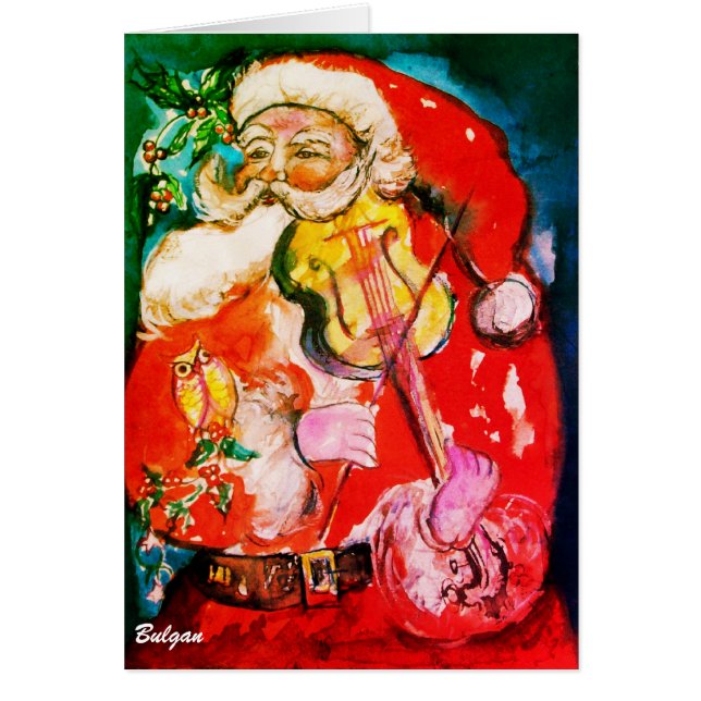 PÈRE NOËL JOUER VIOLIN Musique Noël Salutations (Devant)