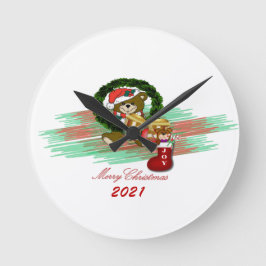Père Noël JOY Sock Noël 2021 Mur acrylique Horloge