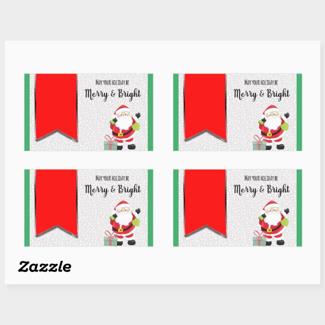 Père Noël Joyeux et brillant Étiquettes d'autocoll (Feuille)