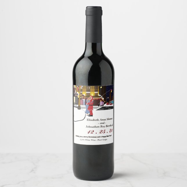 Père Noël Kiss sur Broadway Étiquette de vin de No (Devant)