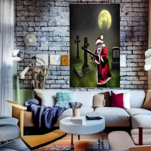 Père Noël le chasseur zombie AI Art Poster