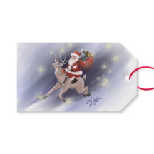 Père Noël livre des étiquettes cadeaux