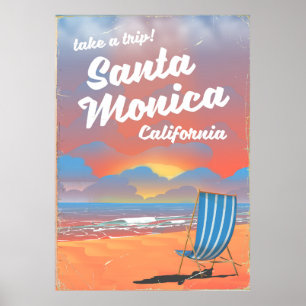 Père Noël Monica California poster vintage sur la