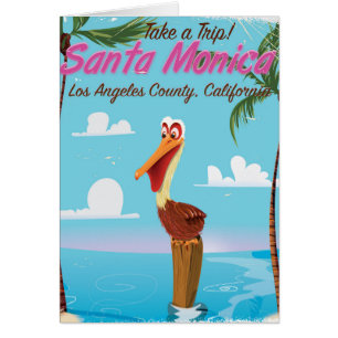 Père Noël Monica Cartoon affiche de voyage rétro