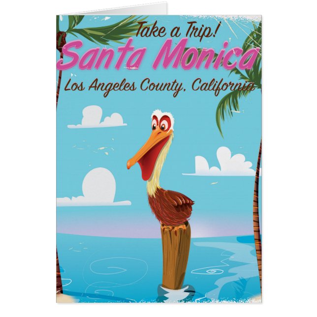 Père Noël Monica Cartoon affiche de voyage rétro (Devant)