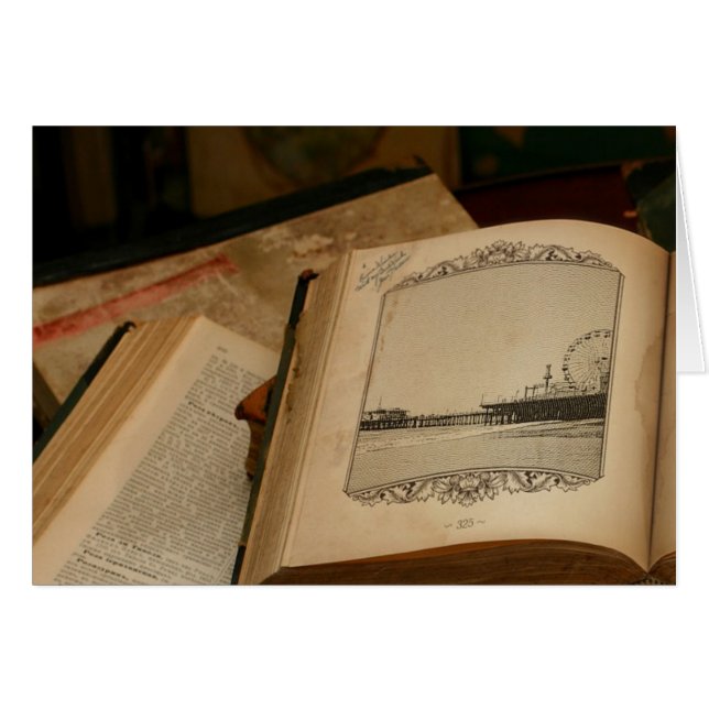 Père Noël Monica Pier Dessin dans un vieux livre (Devant horizontal)
